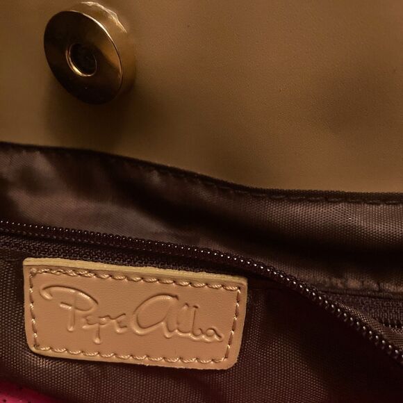 Pepe Alba Bag Womens Large Brown Patterned Faux Leather 12x12 - Picture 2 of 9